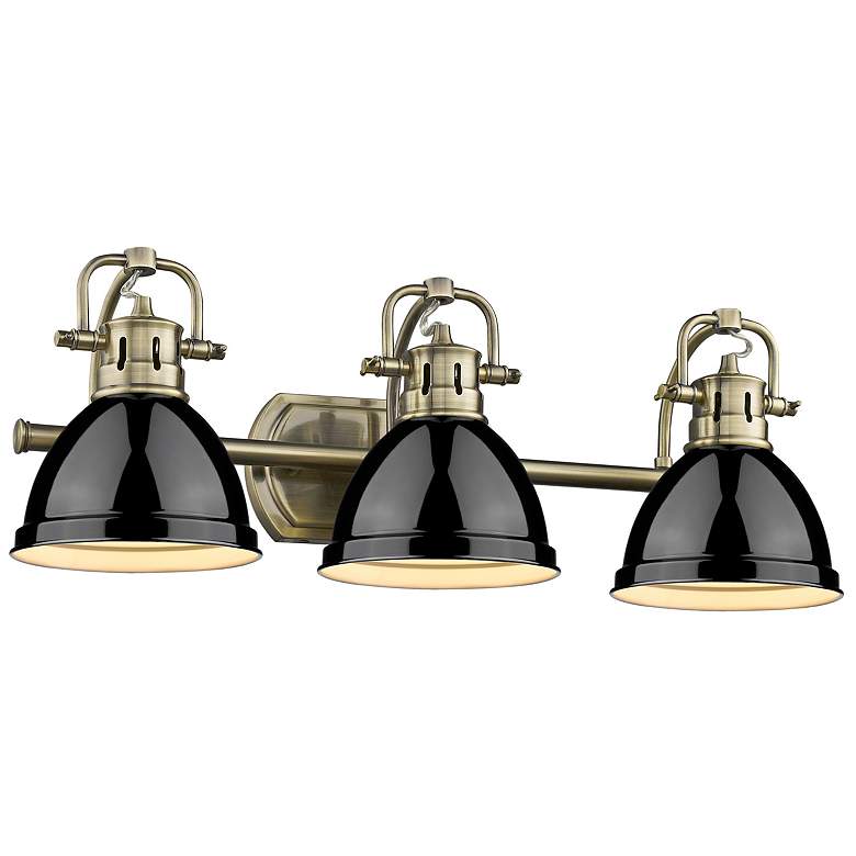 Image 1 Duncan 24 1/2 inch Wide Aged Brass 3-Light Bath Light with Black