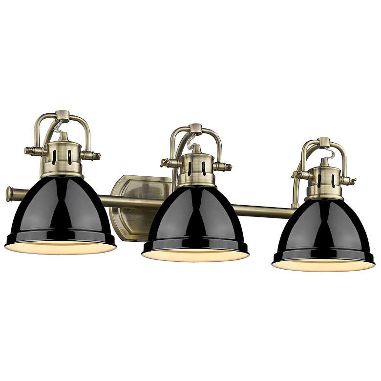 Image 1 Duncan 24 1/2" Wide Aged Brass 3-Light Bath Light with Black