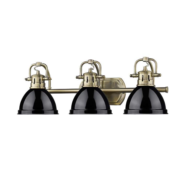 Image 3 Duncan 24 1/2" Wide Aged Brass 3-Light Bath Light with Black more views
