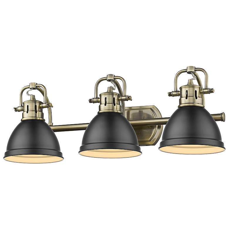 Image 1 Duncan 24 1/2 inch Wide Aged Brass 3-Light Bath Light with Matte Black