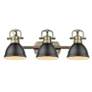 2_Duncan 24 1/2" Wide Aged Brass 3-Light Bath Light with Matte Black more views