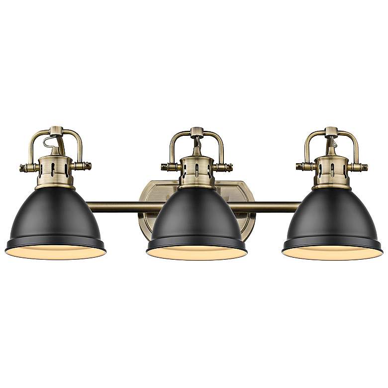 Image 3 Duncan 24 1/2" Wide Aged Brass 3-Light Bath Light with Matte Black more views
