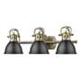 3_Duncan 24 1/2" Wide Aged Brass 3-Light Bath Light with Matte Black more views
