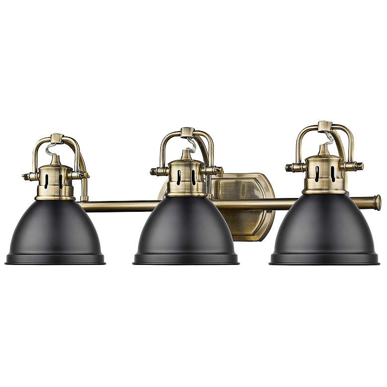 Image 4 Duncan 24 1/2" Wide Aged Brass 3-Light Bath Light with Matte Black more views