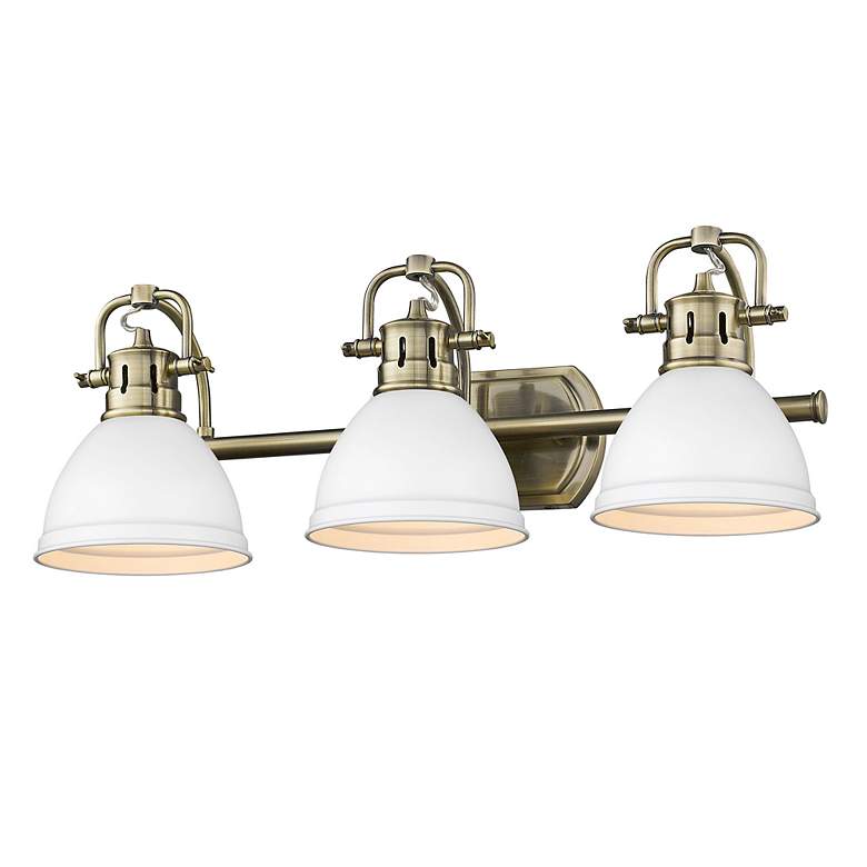 Image 2 Duncan 24 1/2" Wide Aged Brass and White 3-Light Bath Light more views