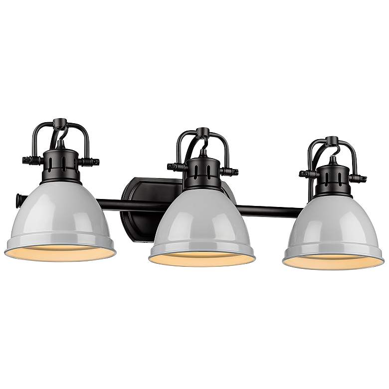 Image 1 Duncan 24 1/2" Wide Matte Black 3-Light Bath Light with Gray