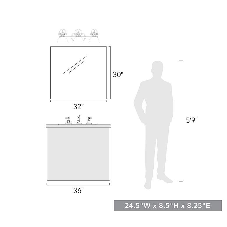 Image 3 Duncan 24 1/2" Wide Matte Black 3-Light Bath Light with Matte White more views