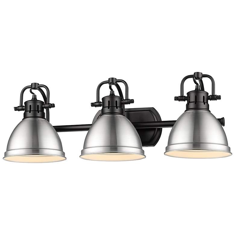 Image 1 Duncan 24 1/2" Wide Matte Black 3-Light Bath Light with Pewter