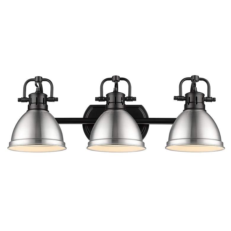 Image 2 Duncan 24 1/2" Wide Matte Black 3-Light Bath Light with Pewter more views