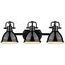 1_Duncan 24 1/2" Wide Matte Black 3-Light Bath Vanity Light