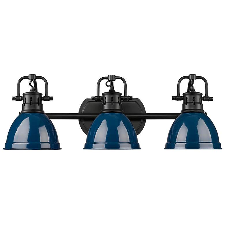 Image 1 Duncan 24 1/2" Wide Matte Black and Navy 3-Light Bath Light