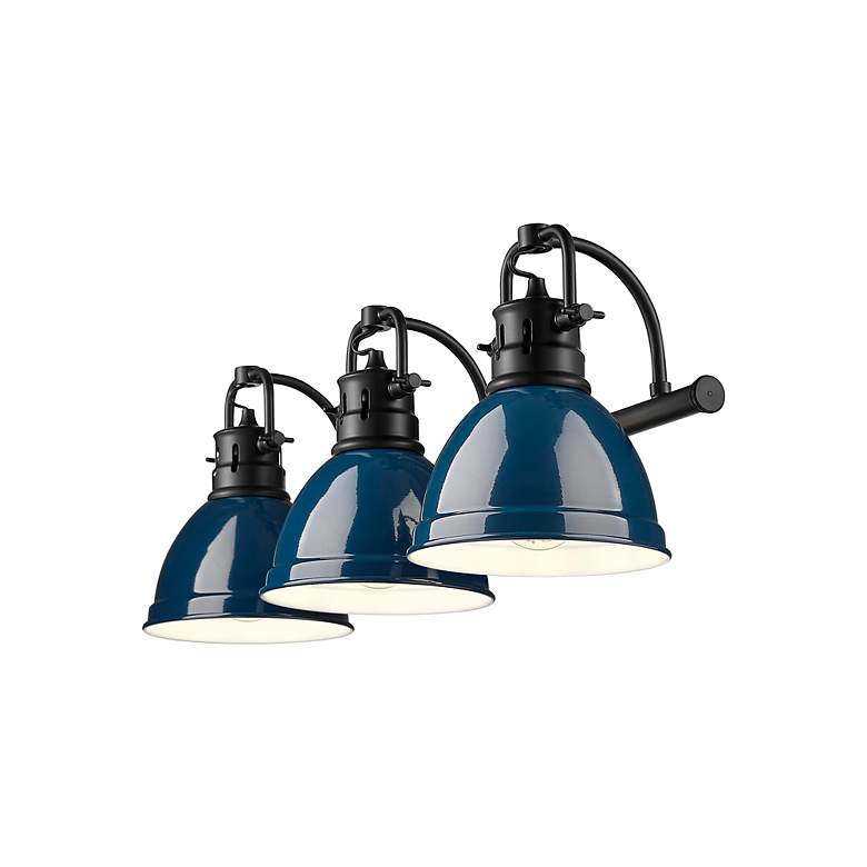 Image 2 Duncan 24 1/2" Wide Matte Black and Navy 3-Light Bath Light more views