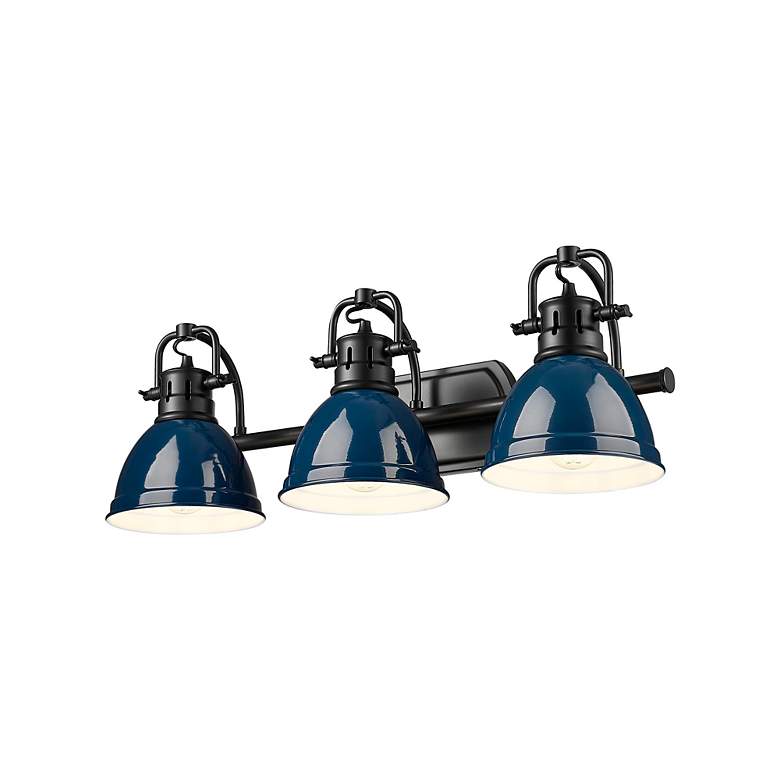 Image 3 Duncan 24 1/2" Wide Matte Black and Navy 3-Light Bath Light more views