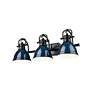 3_Duncan 24 1/2" Wide Matte Black and Navy 3-Light Bath Light more views