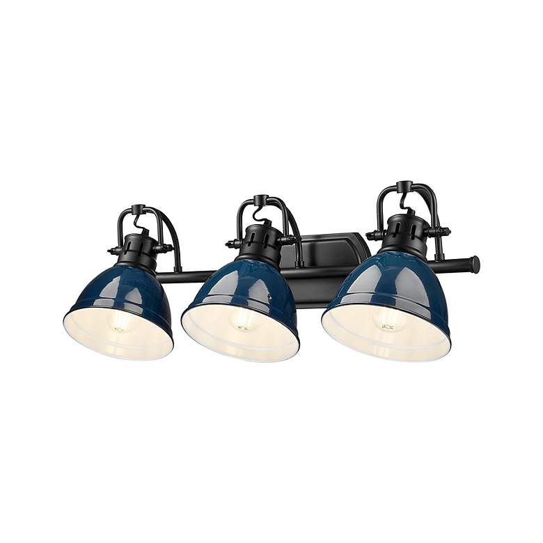 Image 5 Duncan 24 1/2" Wide Matte Black and Navy 3-Light Bath Light more views