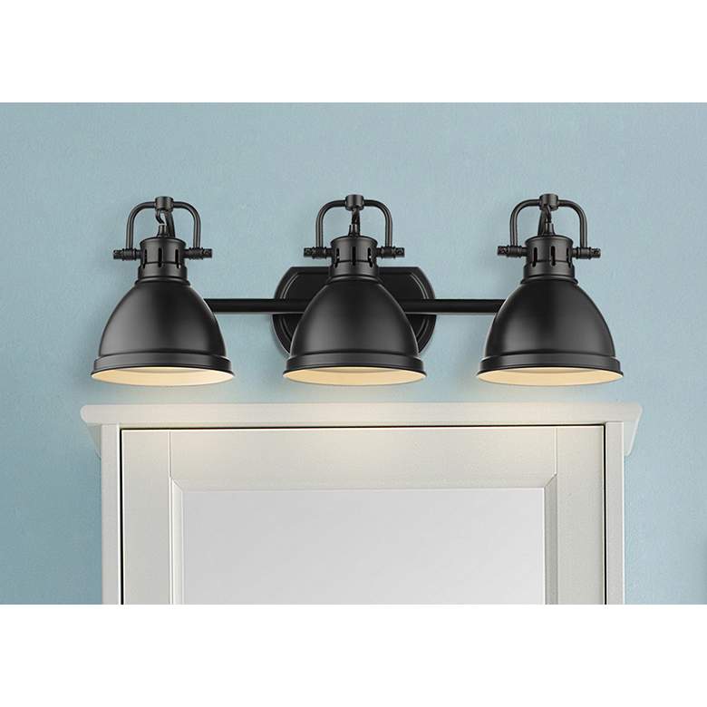 Image 1 Duncan 24 1/2" Wide Matte Black Metal 3-Light Bath Light
