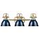 Duncan 24 1/2"W Aged Brass 3-Light Bath Light w/ Navy Shade