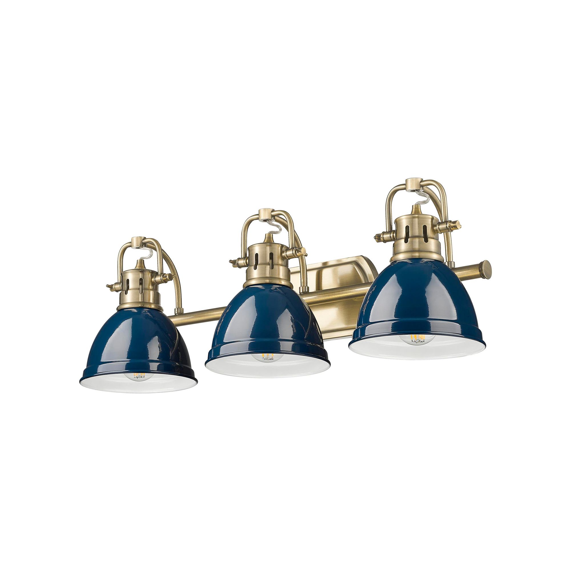 Thumbnail4 of Duncan 24 1/2"W Aged Brass 3-Light Bath Light w/ Navy Shade more views