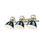 5_Duncan 24 1/2"W Aged Brass 3-Light Bath Light w/ Navy Shade more views
