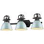 1_Duncan 24 1/2"W Black 3-Light Bath Light with Seafoam Shade