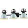 Duncan 24 1/2"W Black 3-Light Bath Light with Seafoam Shade
