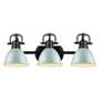 2_Duncan 24 1/2"W Black 3-Light Bath Light with Seafoam Shade more views