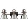 1_Duncan 24 1/2"W Bronze 3-Light Bath Light w/ Pewter Shade