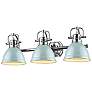 1_Duncan 24 1/2"W Chrome 3-Light Bath Light w/ Seafoam Shades