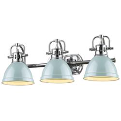 Duncan 24 1/2"W Chrome 3-Light Bath Light w/ Seafoam Shades