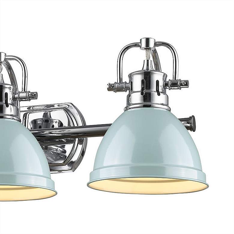 Image 2 Duncan 24 1/2"W Chrome 3-Light Bath Light w/ Seafoam Shades more views