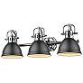 3_Duncan 24 1/2"W Chrome 3-Light Bath Light with Black Shades