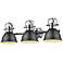 Duncan 24 1/2"W Chrome 3-Light Bath Light with Black Shades
