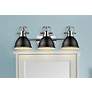 2_Duncan 24 1/2"W Chrome 3-Light Bath Light with Black Shades