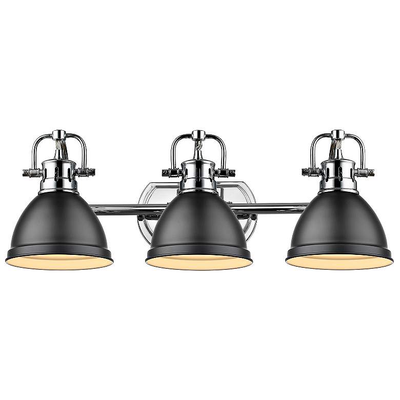 Image 5 Duncan 24 1/2"W Chrome 3-Light Bath Light with Black Shades more views