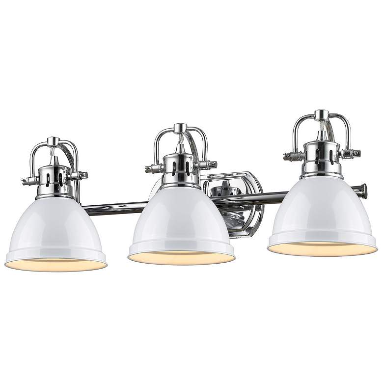 Image 1 Duncan 24 1/2 inchW Chrome 3-Light Bath Light with White Shades