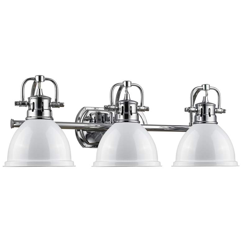 Image 3 Duncan 24 1/2 inchW Chrome 3-Light Bath Light with White Shades more views
