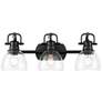 1_Duncan 24 1/2"W Matte Black Clear Glass 3-Light Bath Light
