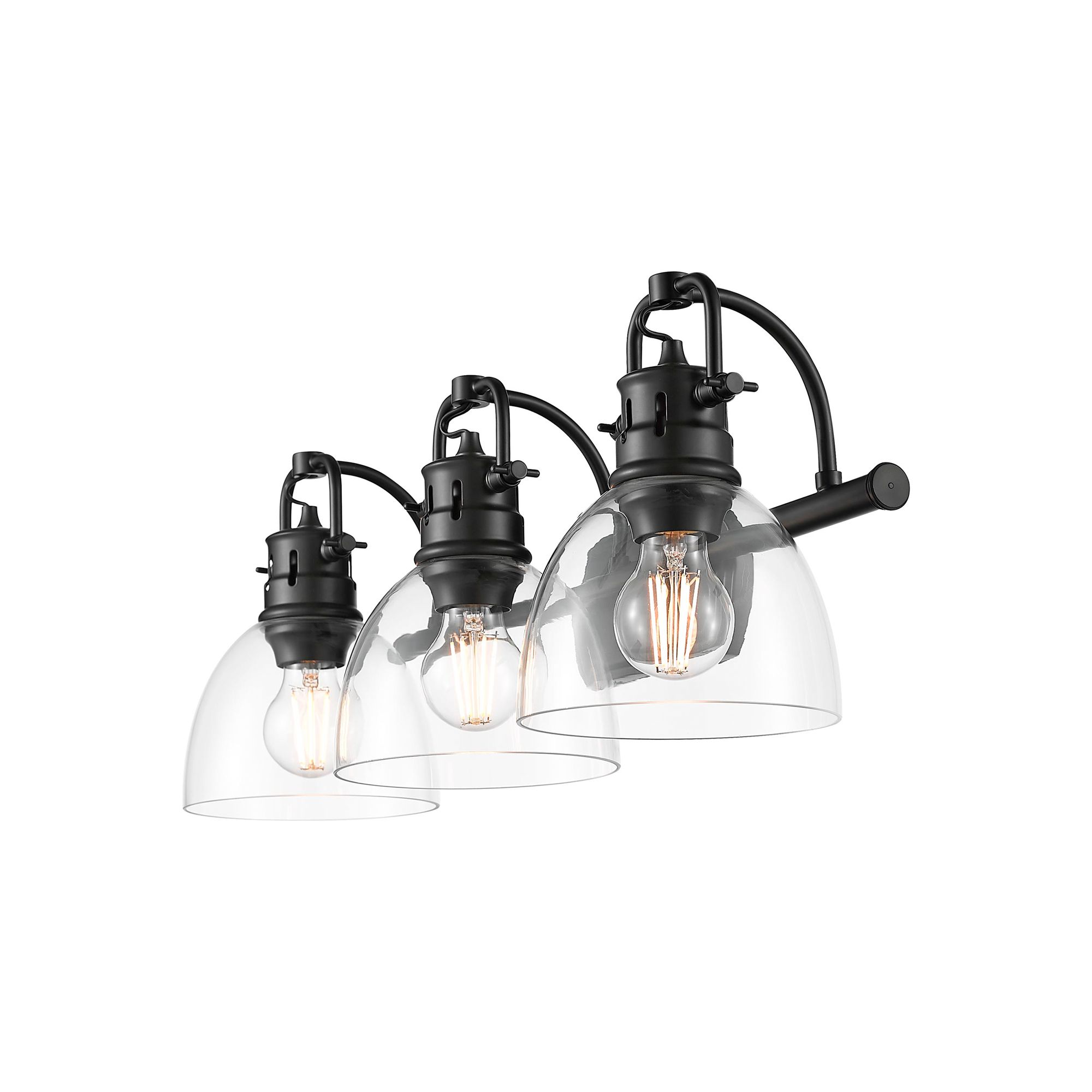 Image 2 Duncan 24 1/2"W Matte Black Clear Glass 3-Light Bath Light more views