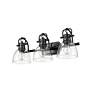 4_Duncan 24 1/2"W Matte Black Clear Glass 3-Light Bath Light more views