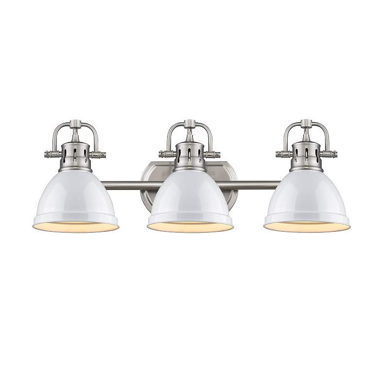 Image 3 Duncan 24 1/2"W Pewter 3-Light Bath Light with White Shades more views