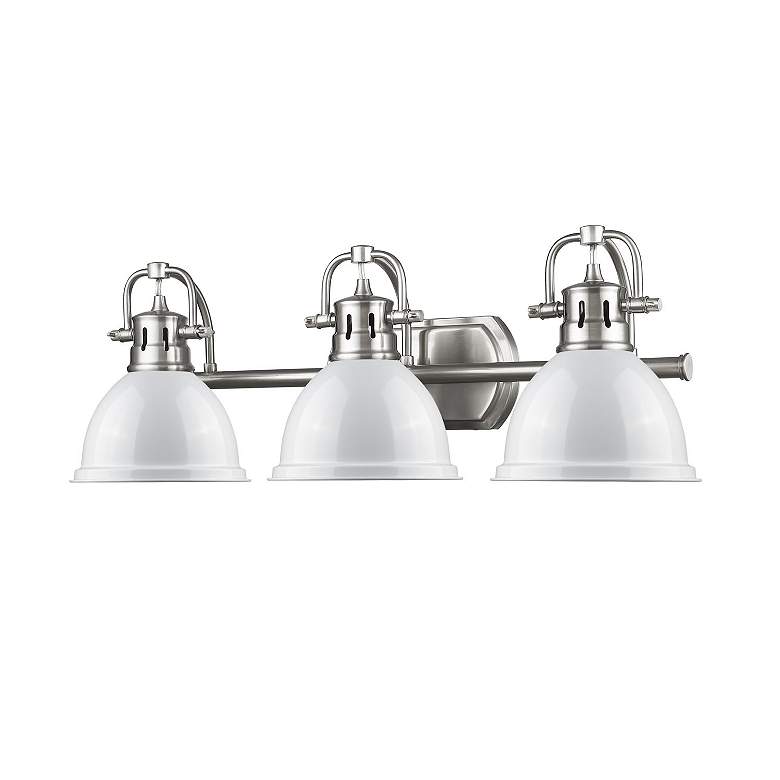 Image 4 Duncan 24 1/2"W Pewter 3-Light Bath Light with White Shades more views