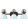 1_Duncan 24 1/2"W Rubbed Bronze and Seafoam 3-Light Bath Light