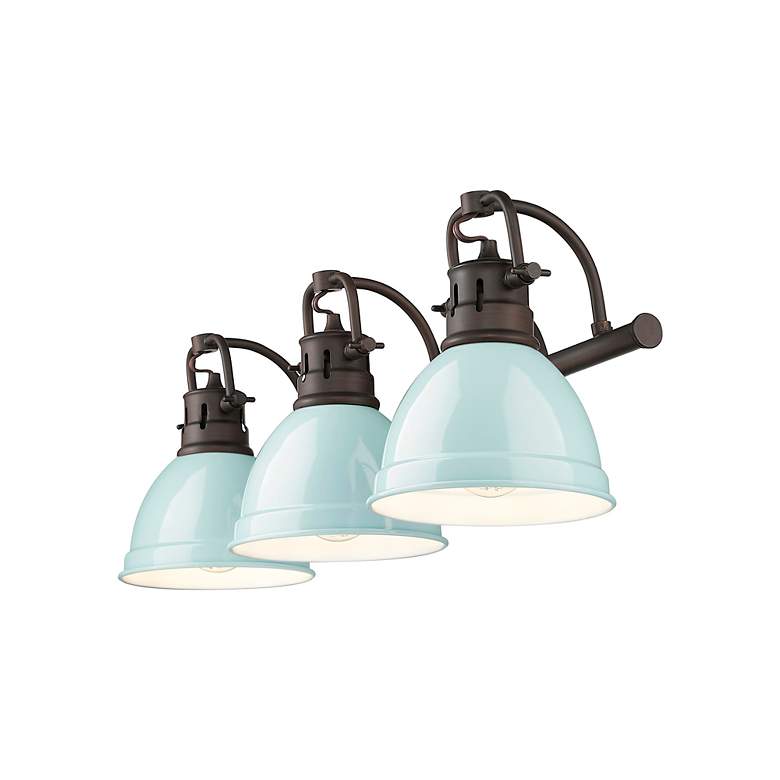Image 2 Duncan 24 1/2"W Rubbed Bronze and Seafoam 3-Light Bath Light more views