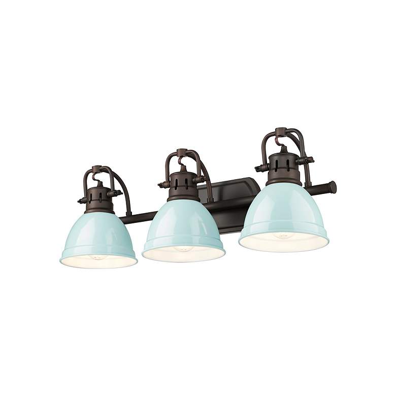 Image 3 Duncan 24 1/2"W Rubbed Bronze and Seafoam 3-Light Bath Light more views