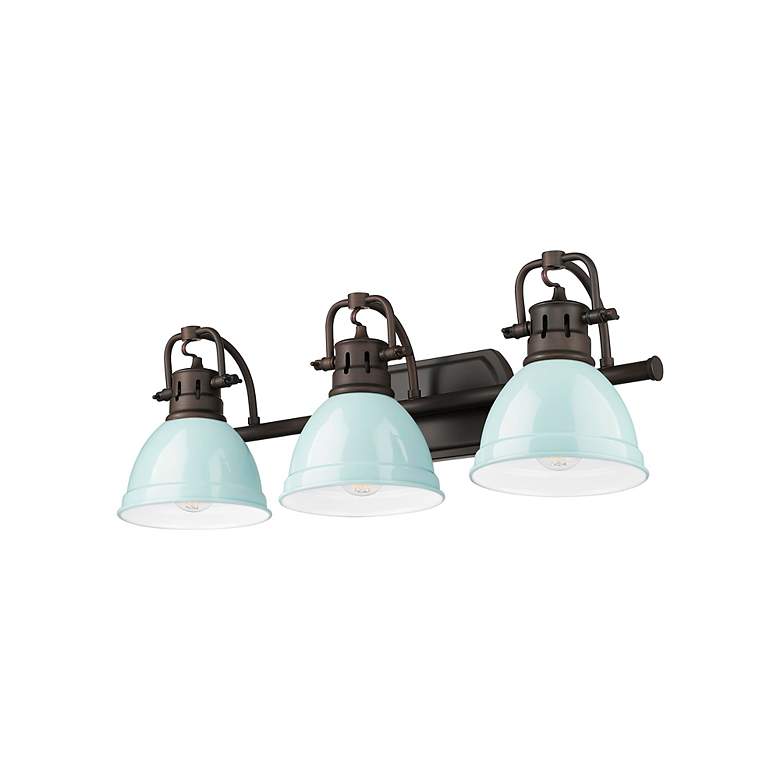 Image 4 Duncan 24 1/2"W Rubbed Bronze and Seafoam 3-Light Bath Light more views