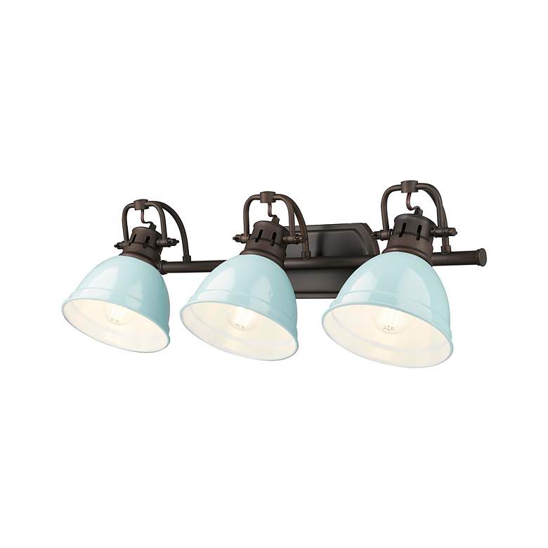 Image 5 Duncan 24 1/2"W Rubbed Bronze and Seafoam 3-Light Bath Light more views