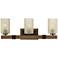 Duncan 24" Wide Bronze and Wood 3-Light Bar Bath Light