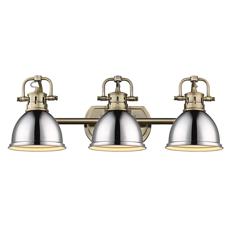 Image 2 Duncan 3-Light Bath Vanity in Aged Brass with Chrome more views