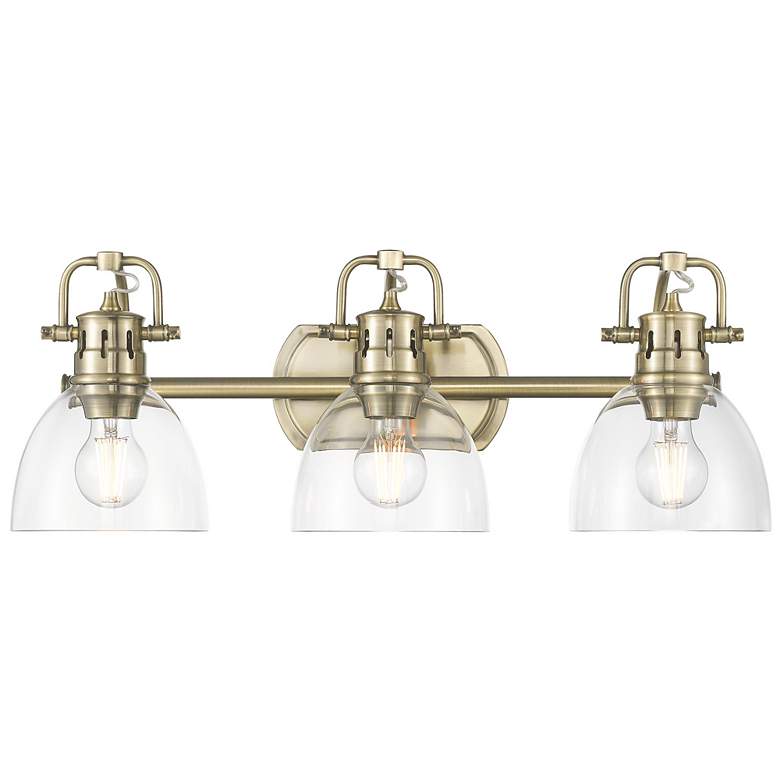 Image 1 Duncan 3-Light Bath Vanity in Aged Brass with Clear Glass