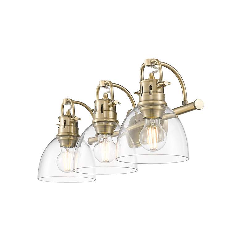 Image 2 Duncan 3-Light Bath Vanity in Aged Brass with Clear Glass more views